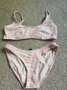 triangl swimwear Pink & Cream Striped Bikini Set